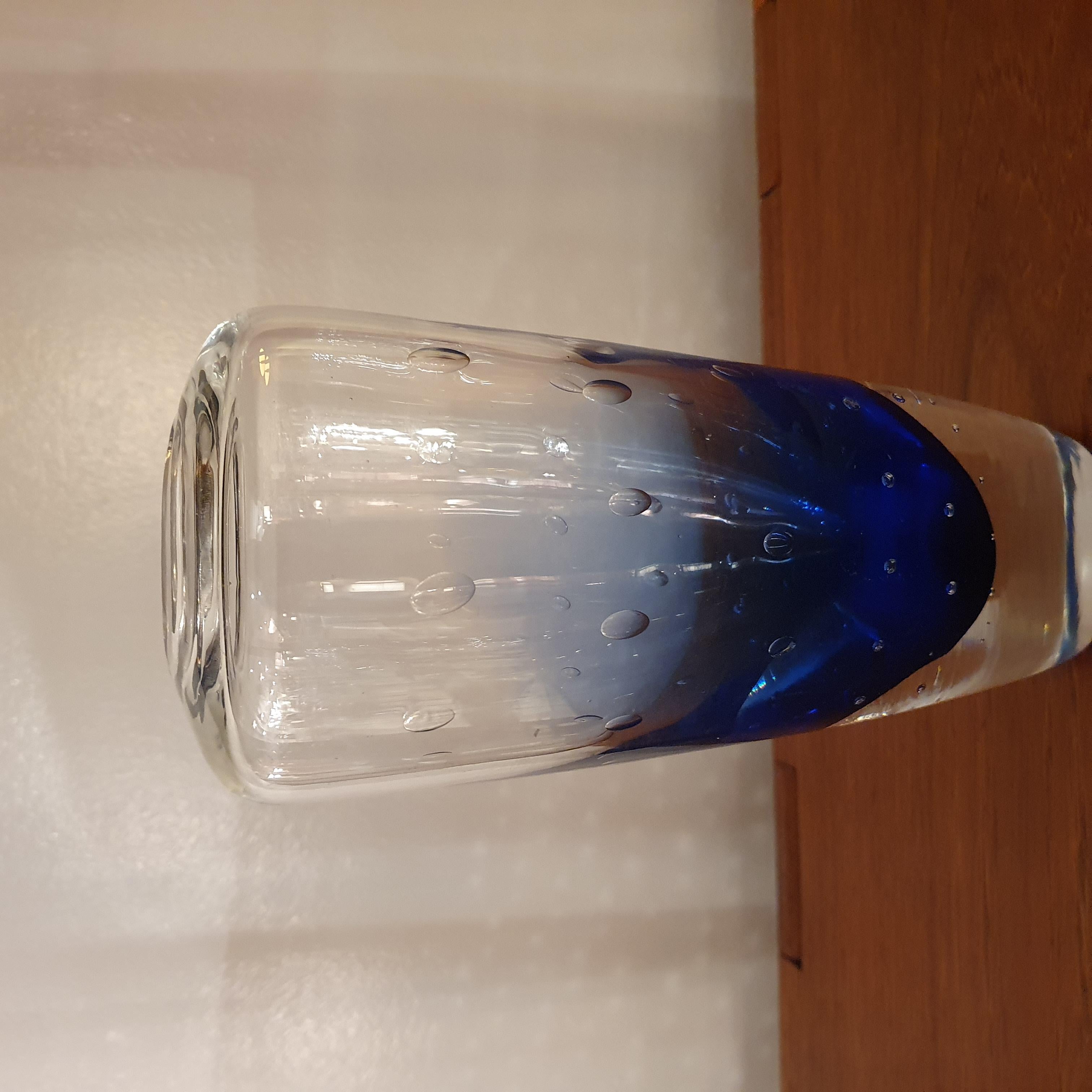Hand Blown Controlled Bubble Swedish Glass Vase For Sale at 1stDibs