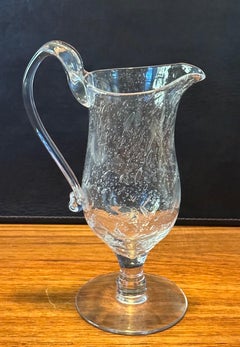 Handgeblasene Klarglaskanne / Krug mit Craquelé-Muster von Blenko Glass