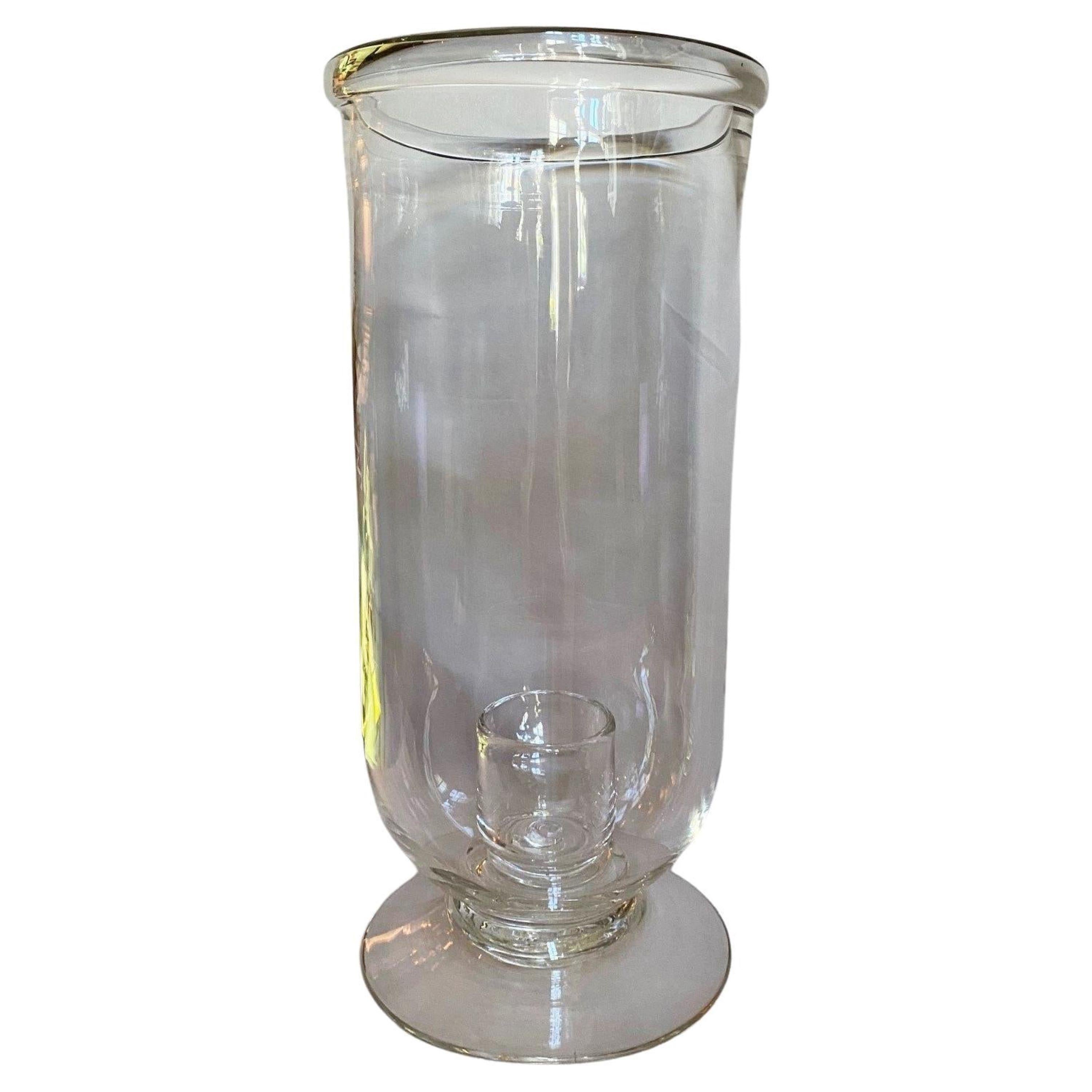 Hand Blown Crystal Hurricane Lantern Table Lamp Candle Holder Light Design LA CA 2