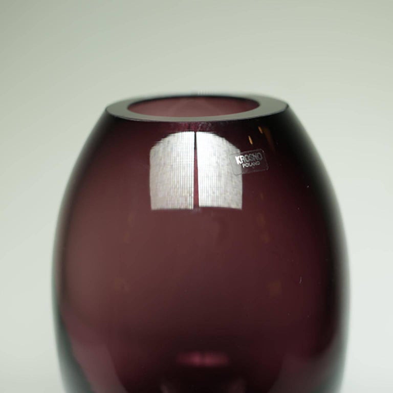 Handblown Crystal TwoToned Purple Vase by Krosno, Poland For Sale at