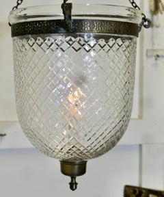 Hand Blown Diamond Cut Crystal Bell Jar Lantern