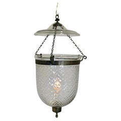 Used Hand Blown Diamond Cut Crystal Bell Jar Lantern