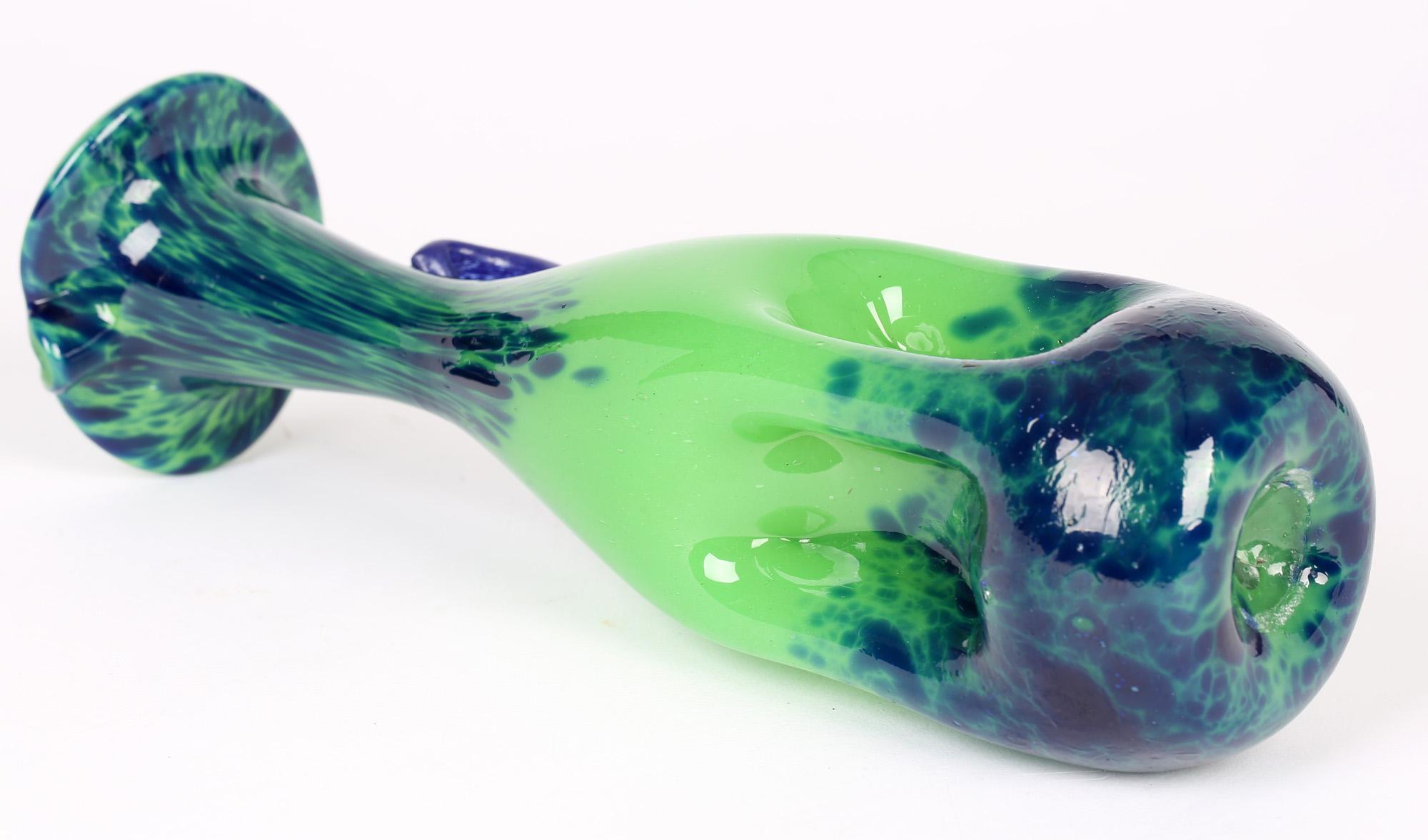 Modern Hand Blown Dimple Design Handled Stylish Art Glass Jug For Sale