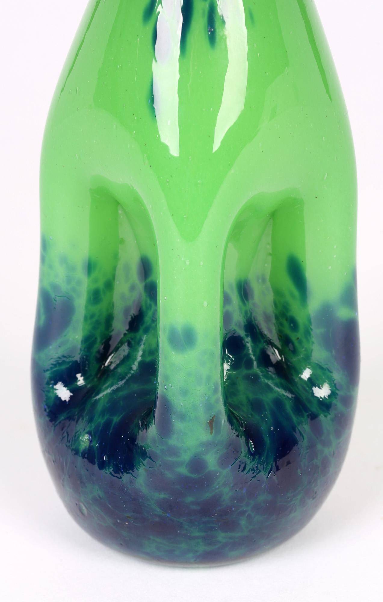 Hand Blown Dimple Design Handled Stylish Art Glass Jug In Good Condition For Sale In Bishop's Stortford, Hertfordshire