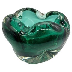 Cendrier en verre d'art de Murano soufflé à la main vert émeraude