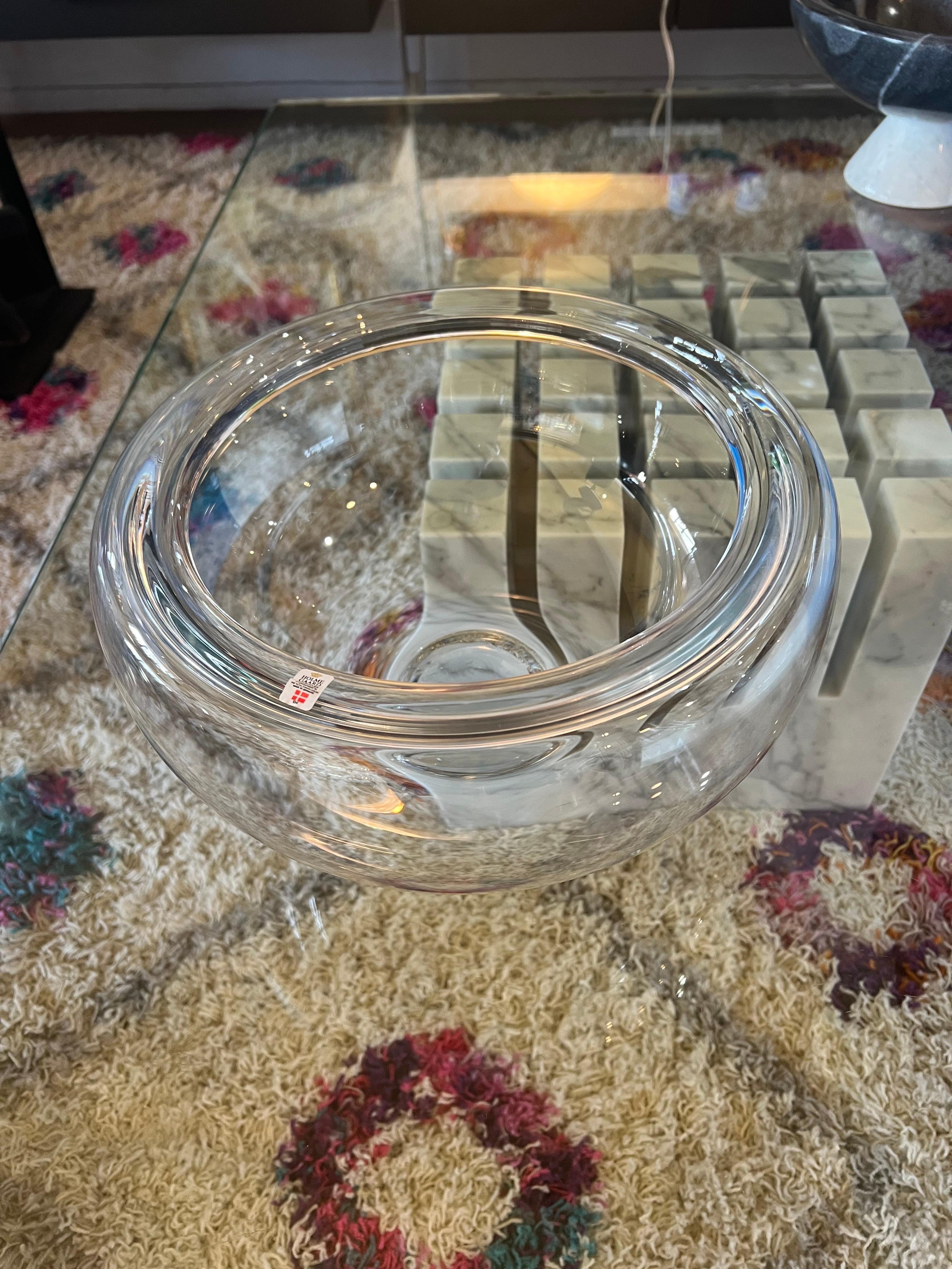 Hand Blown Extra Lrg Clear Glass Center Piece Bowl by Per Lutken for Holmegaard In Excellent Condition For Sale In San Diego, CA