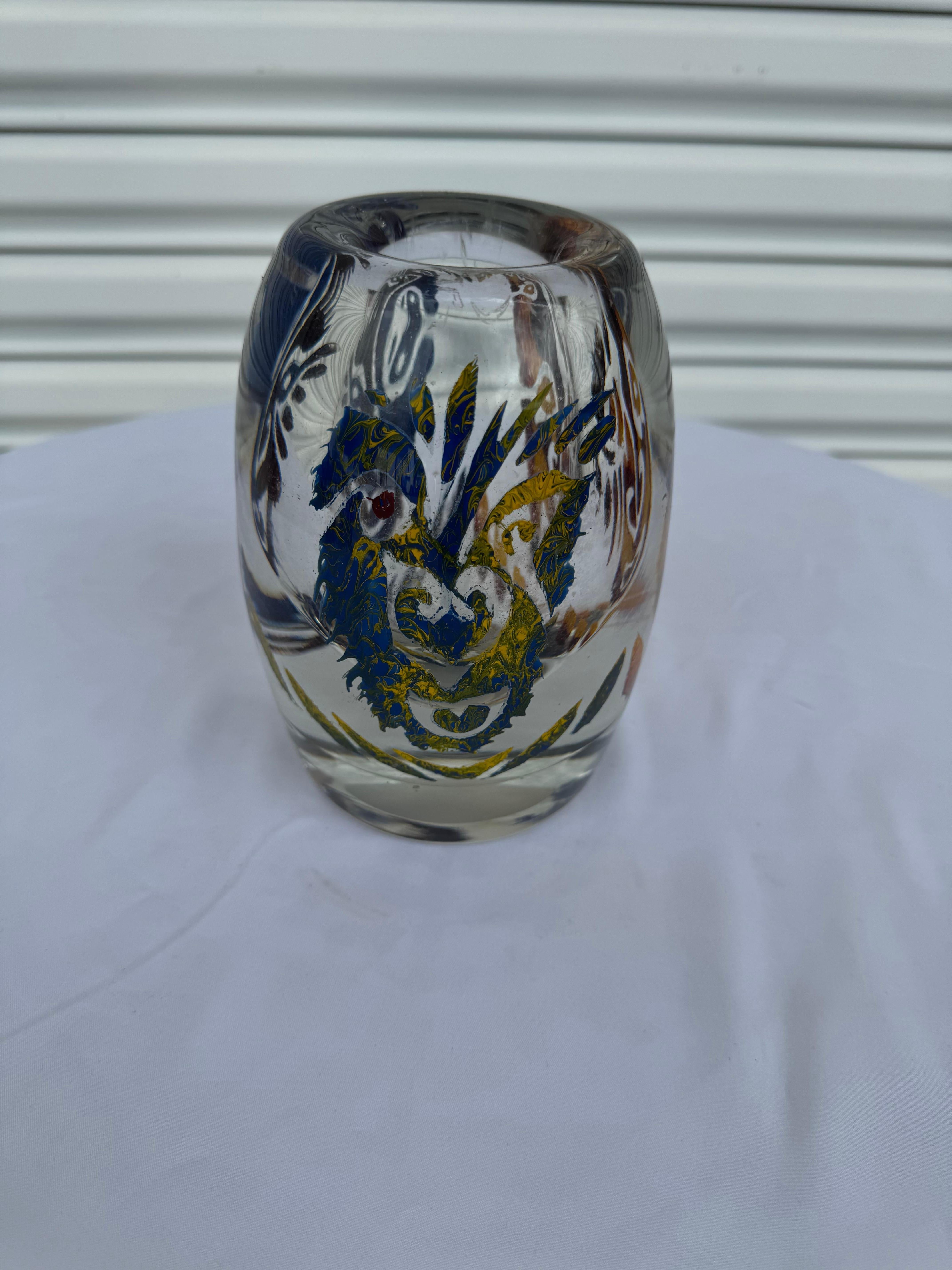 Verre brun Vase Murano soufflé à la main en vente