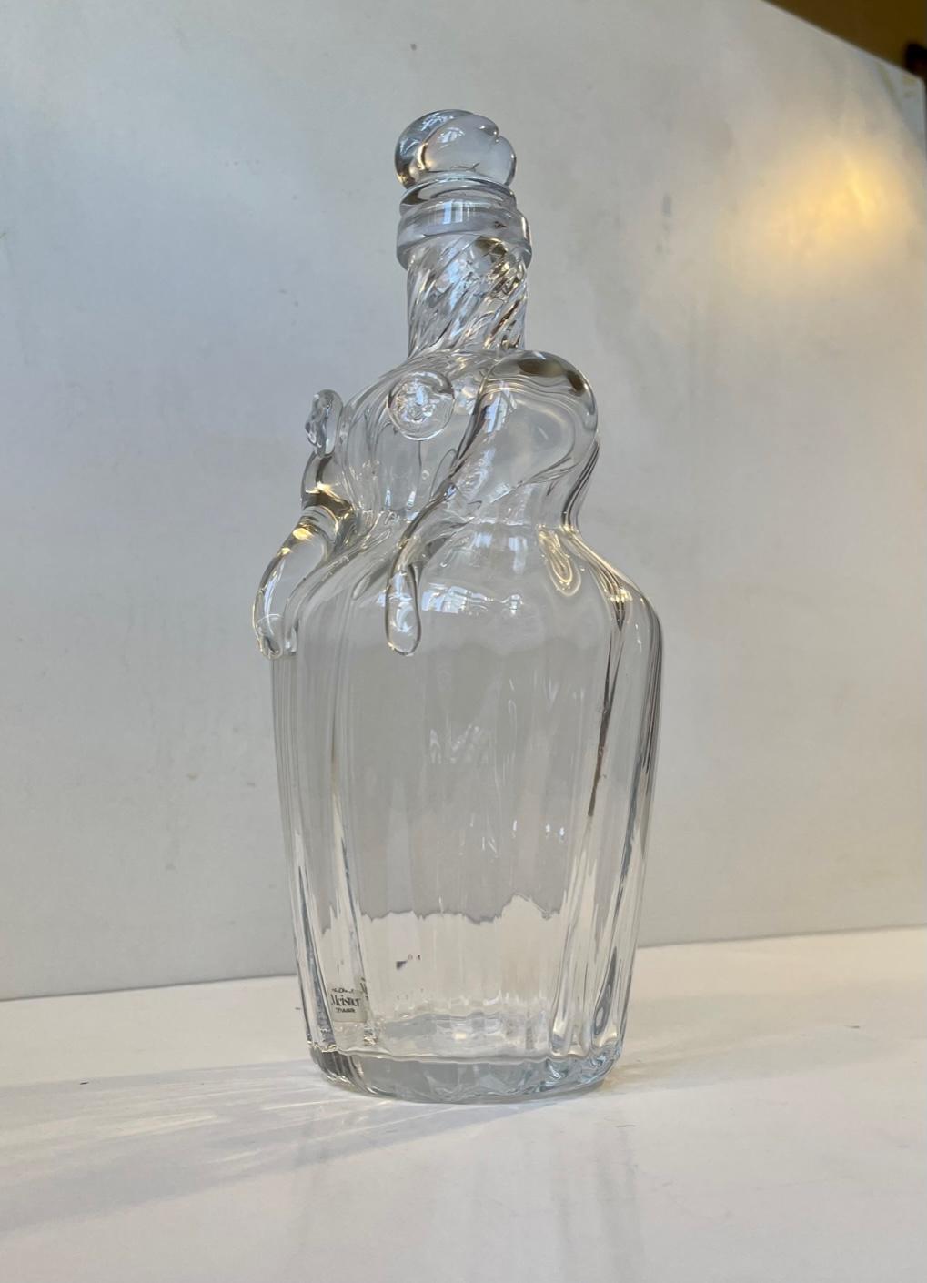 Late 20th Century Hand-blown Figural Woman Decanter in Optical Glass by Erik Meisner, 1970s For Sale