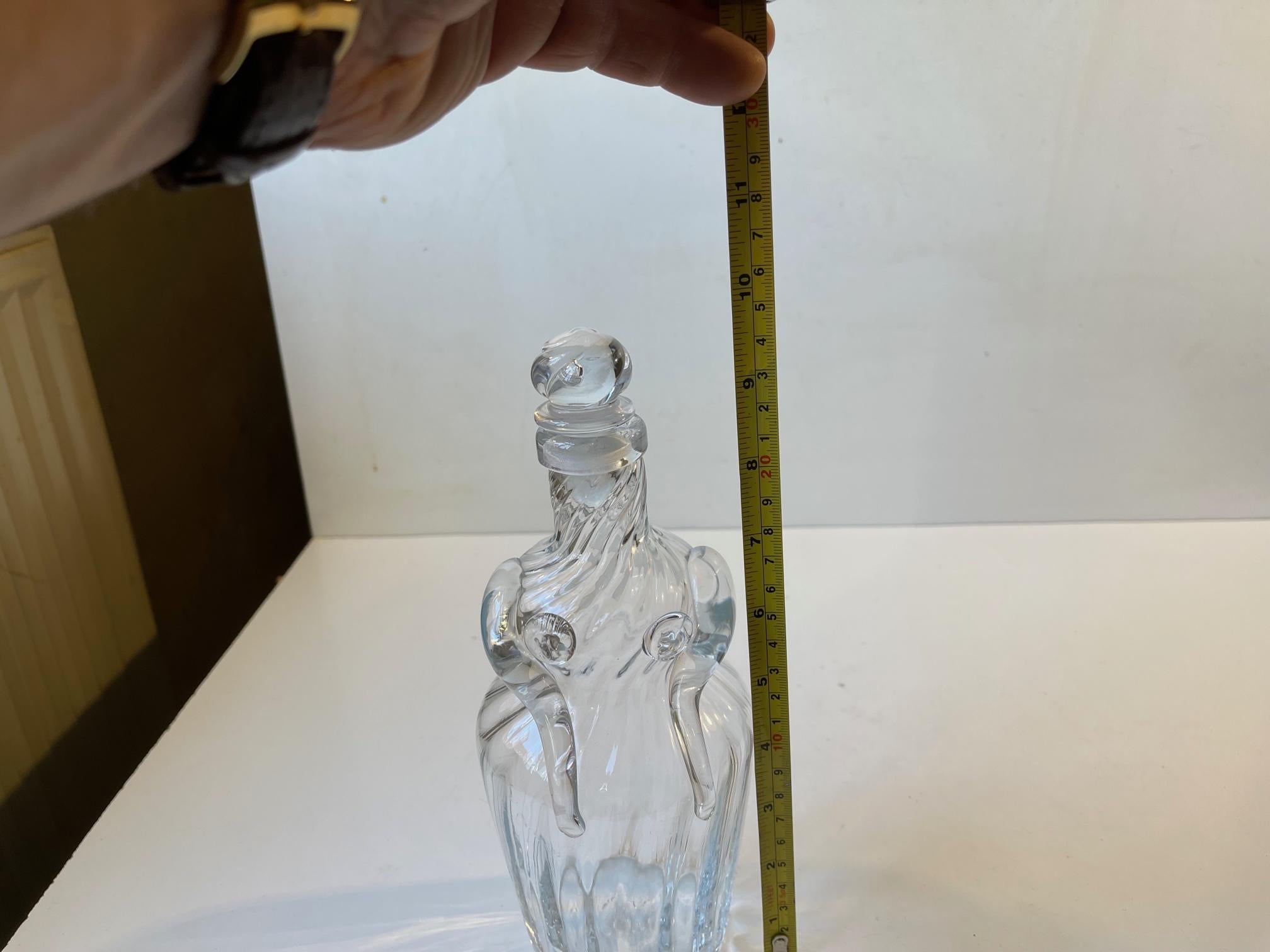 Hand-blown Figural Woman Decanter in Optical Glass by Erik Meisner, 1970s For Sale 2