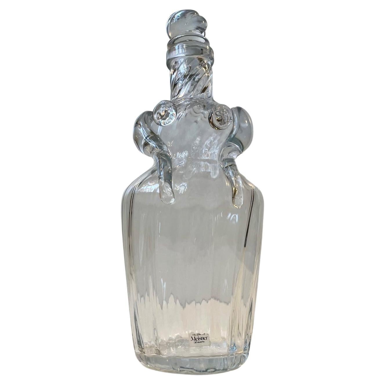 Hand-blown Figural Woman Decanter in Optical Glass by Erik Meisner, 1970s For Sale