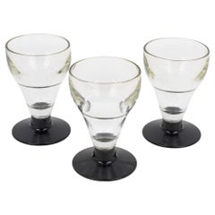 Vasos de absenta de vidrio soplado a mano y baquelita, 3 piezas, Francia Década de 1910