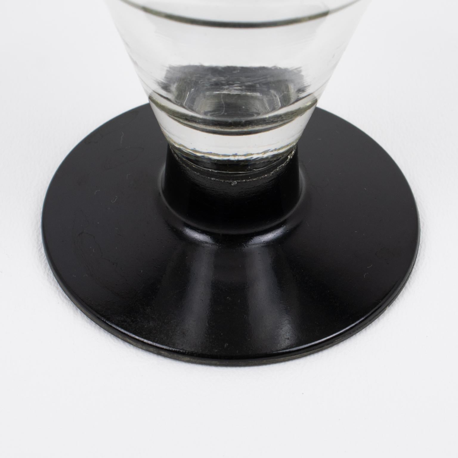 Hand-Blown Glass and Bakelite Absinthe Glasses, 3 pieces, France 1910s In Good Condition For Sale In Atlanta, GA