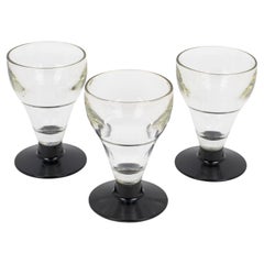 Antique Hand-Blown Glass and Bakelite Absinthe Glasses Set, 3 pieces, France 1910s
