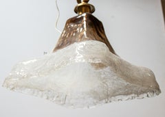 Hand Blown Glass and Brass Hanging Fixture