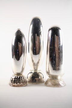 Hand Blown Glass and Mirrored Bomb Sculpture Trio #3 by Elizabeth Lyons