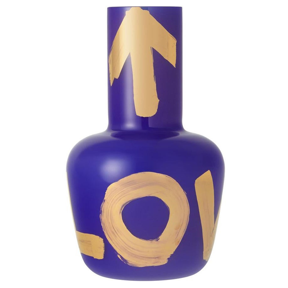 Limited Edition Lapis Blue Hand-Blown Glass Love Vase by Jakub Berdych, 2025 For Sale