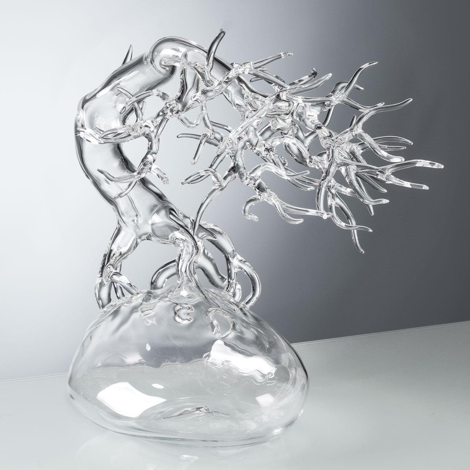 Hand blown glass sculpture representing a bonsai tree.

Artist: Simone Crestani
Material: Borosilicate glass
Technique: Flameworking
Unique piece
Year: 2019
Measures: Height 11.4”, width 9.4”, depth 11”.
Signed and dated on the trunk.
