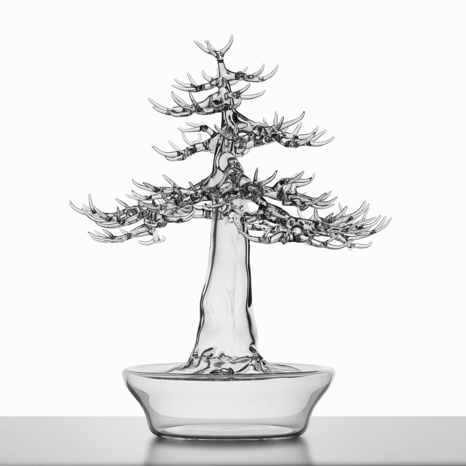 Hand-blown glass sculpture representing a bonsai tree.

Artist: Simone Crestani
Material: Borosilicate glass
Technique: Flameworking
Unique piece
Year: 2022
Measures: Height 15.35'', width 12.59'', depth 12.59'' in
Signed and dated on the trunk.