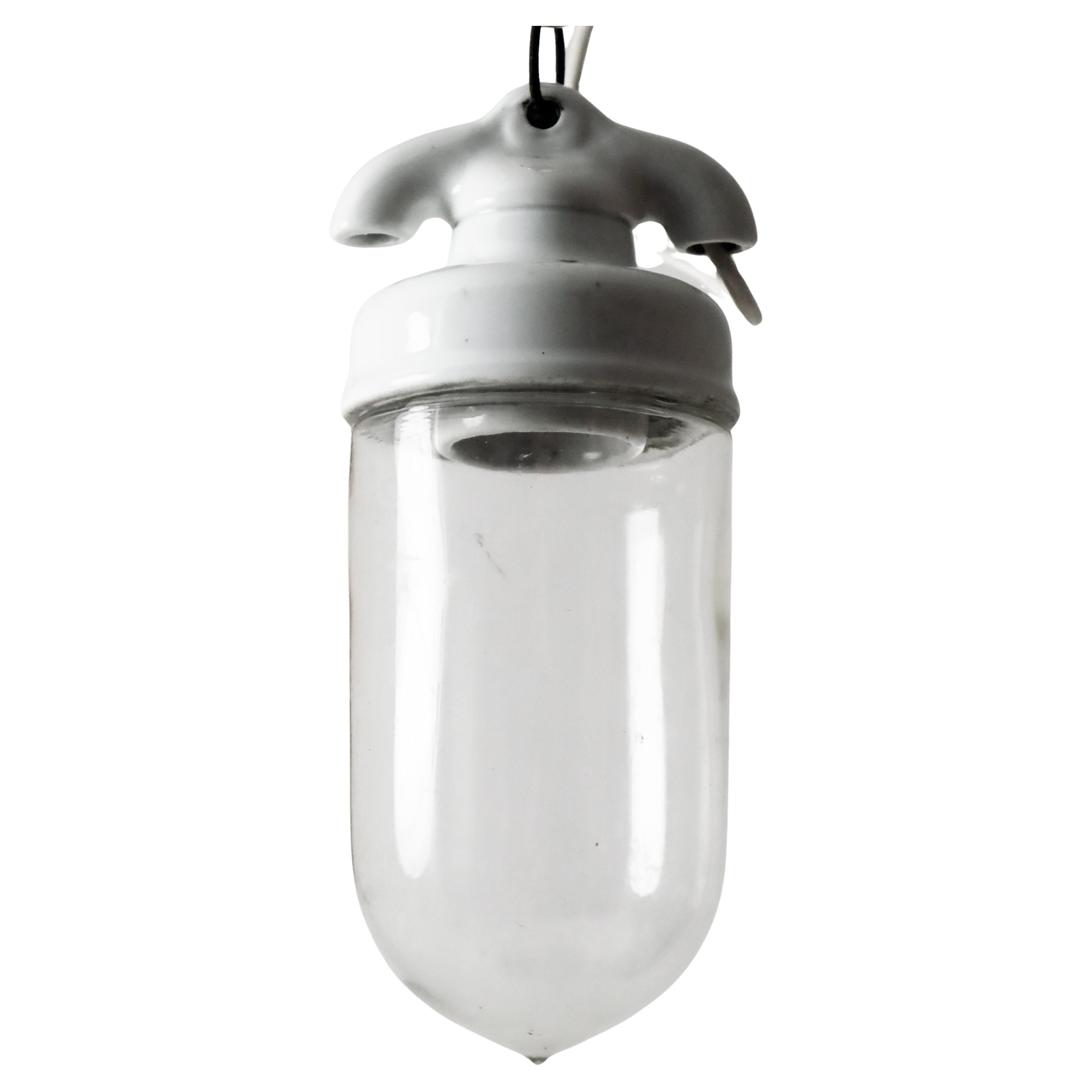 Lampada a bulbo in vetro soffiato a mano in stile Bauhaus, Danimarca anni '30