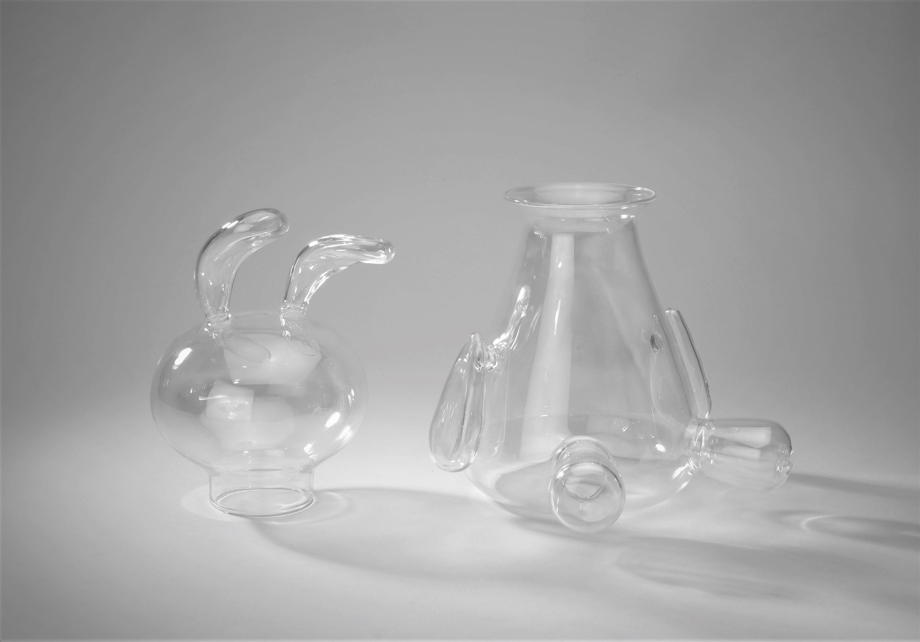 Modern Hand Blown Glass, Bunny Decanter  For Sale