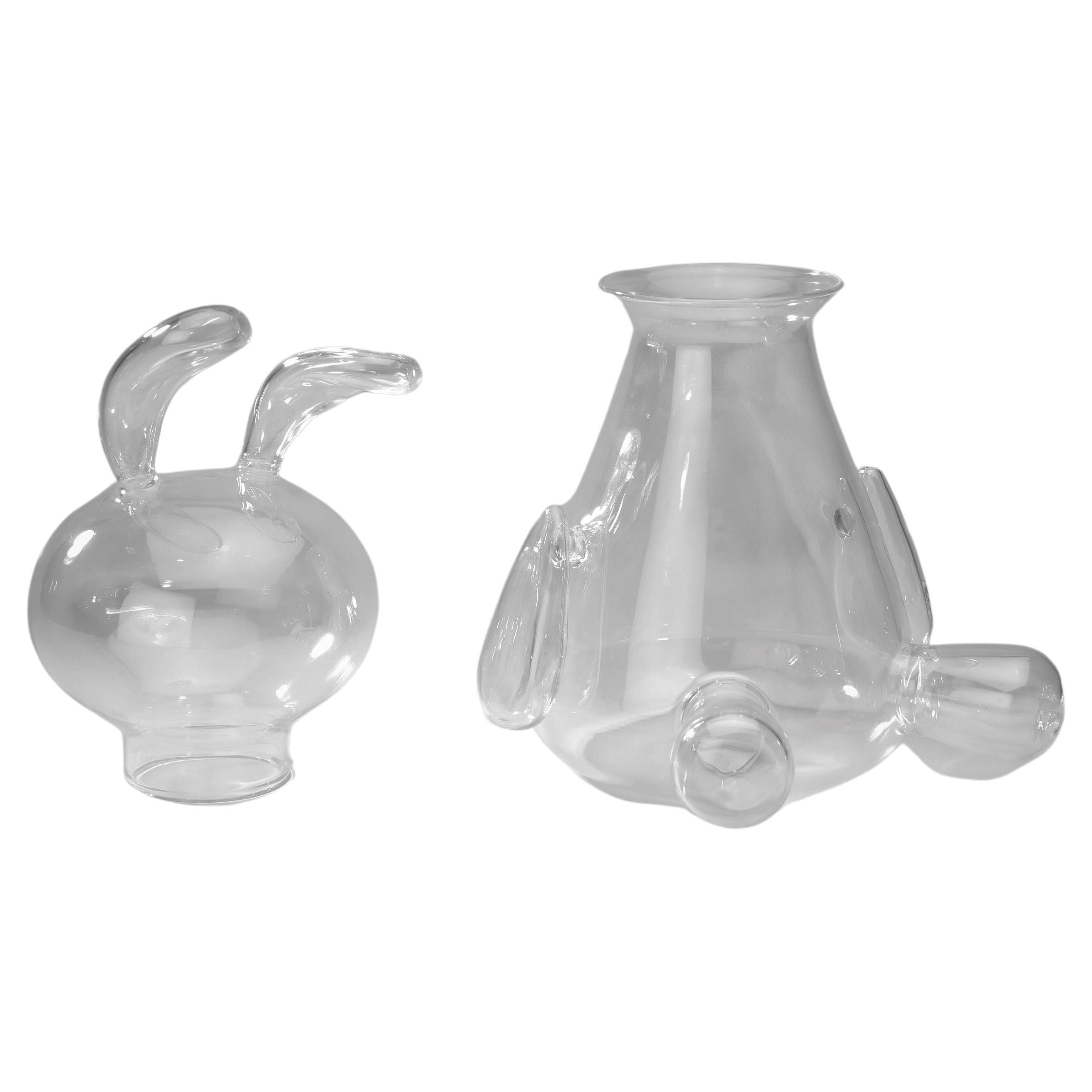 Hand Blown Glass, Bunny Decanter  For Sale