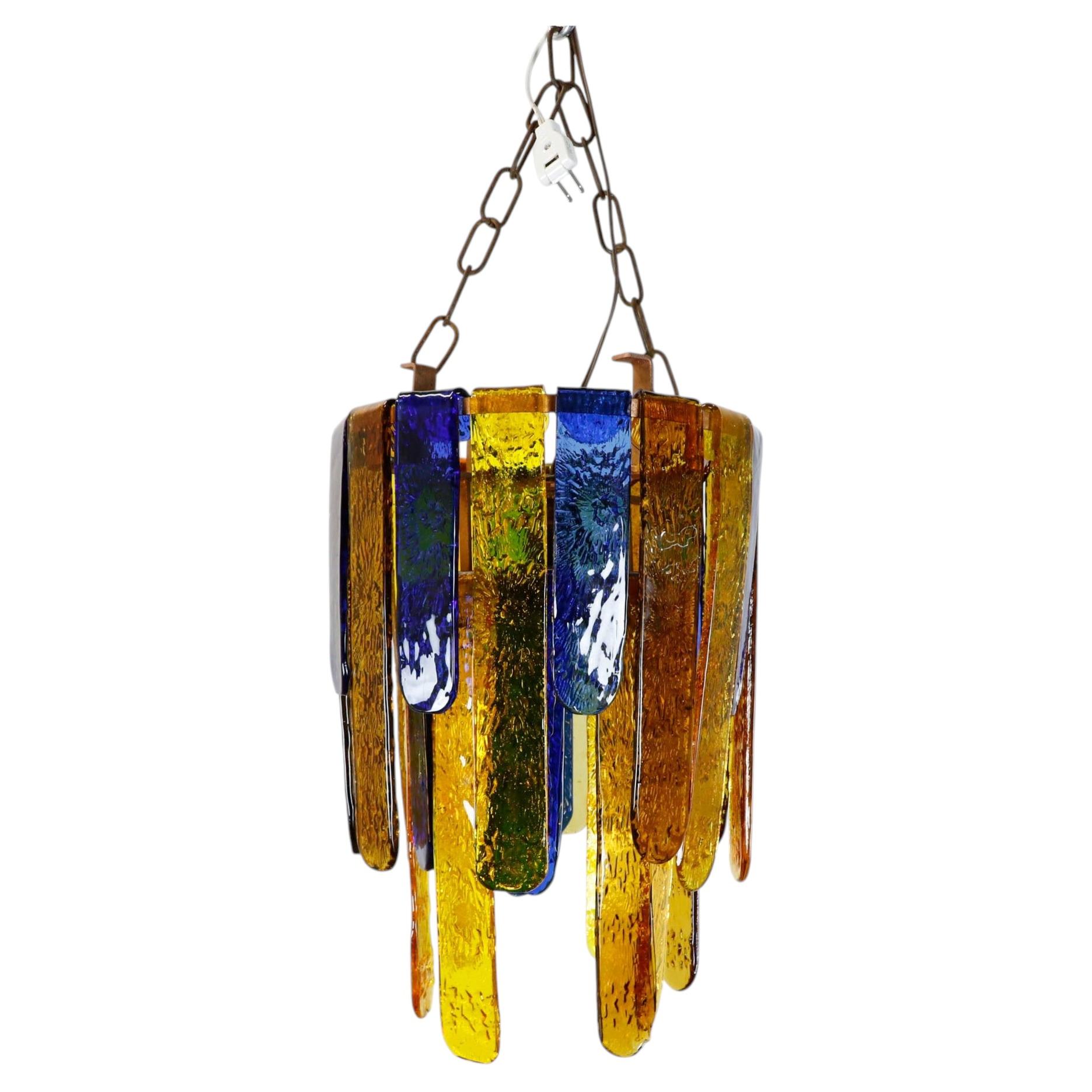 Hand Blown Glass Chandelier by Feders For Sale