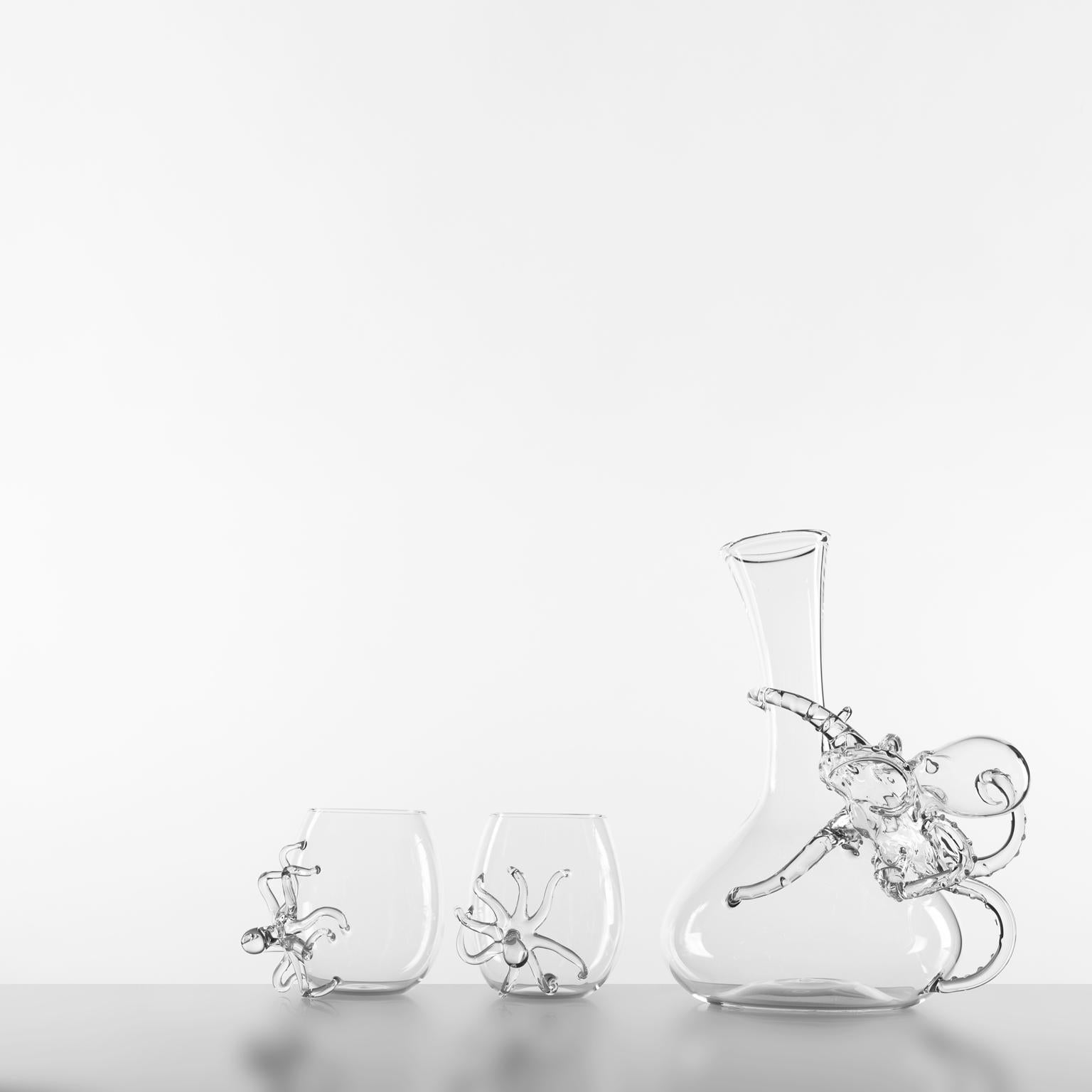 Contemporary Tentacle Hand-Blown Glass Wine Decanter In New Condition In Camisano Vicentino, IT