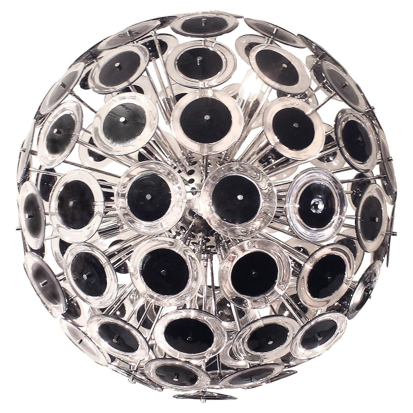 Hand-Blown Glass Disc Sputnik-Style Chandelier, 2022
