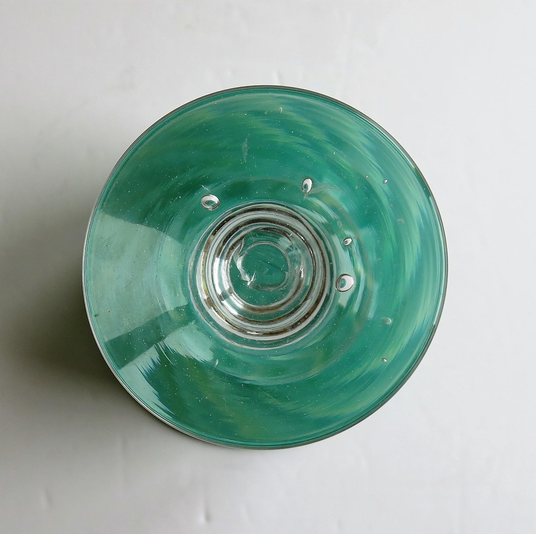 Hand blown Glass Drinking Goblet by Island Studio Glass Guernsey, circa 1985 7