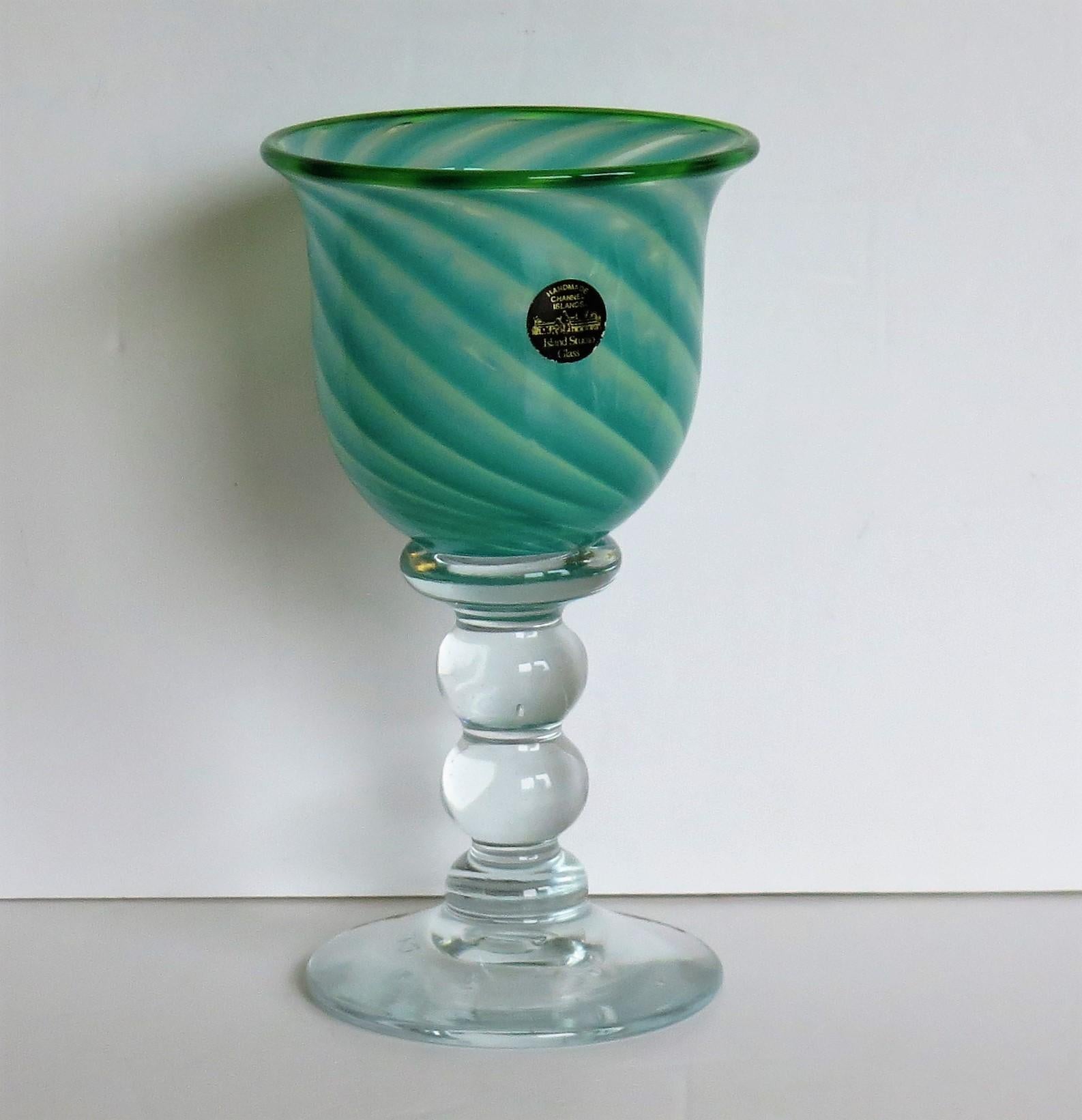 Georgian Hand blown Glass Drinking Goblet by Island Studio Glass Guernsey, circa 1985