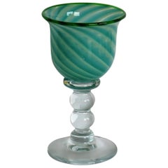 Retro Hand blown Glass Drinking Goblet by Island Studio Glass Guernsey, circa 1985