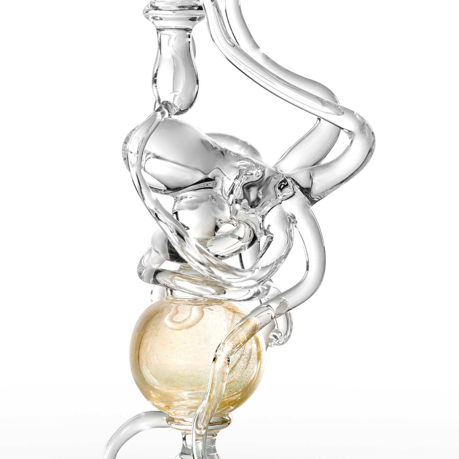 Contemporary Leggerezza mundgeblasenes Glas skulpturale Flöte Blattgold #05 im Zustand „Neu“ im Angebot in Camisano Vicentino, IT