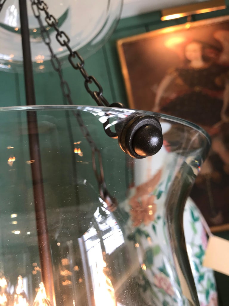 Hand Blown Glass Garden Bell Cloche / Hanging Light Lantern