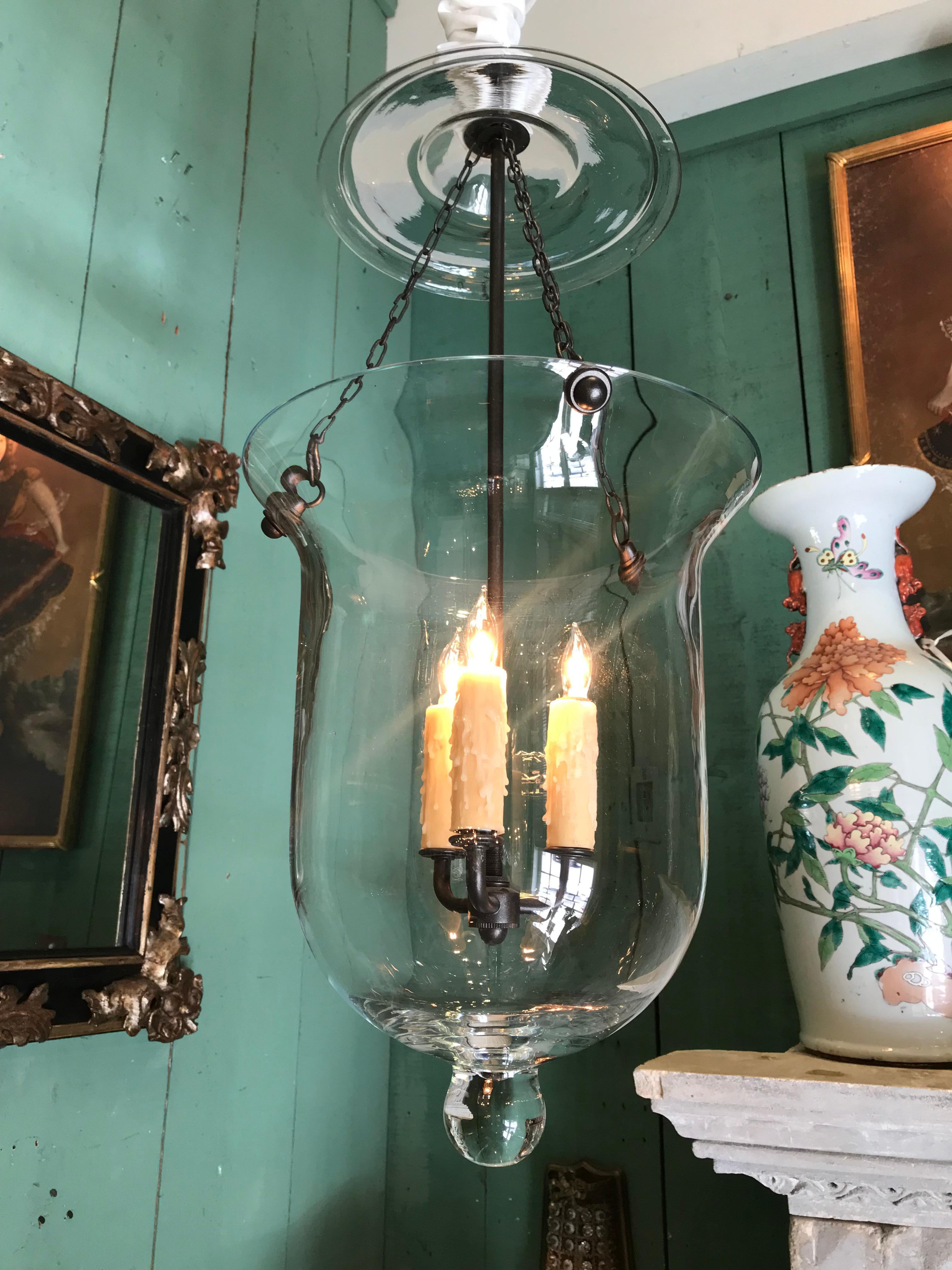 Hand Blown Glass Garden Bell Cloche / Hanging Light Ceiling Lantern pendant LA 1