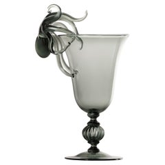 Hand Blown Glass Goblet 'Ironia #08' by Simone Crestani