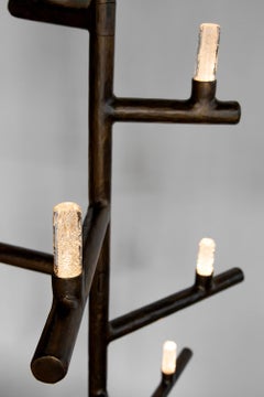 Araña de cristal soplado y acero tallado a mano  Escala monumental  Personalizable