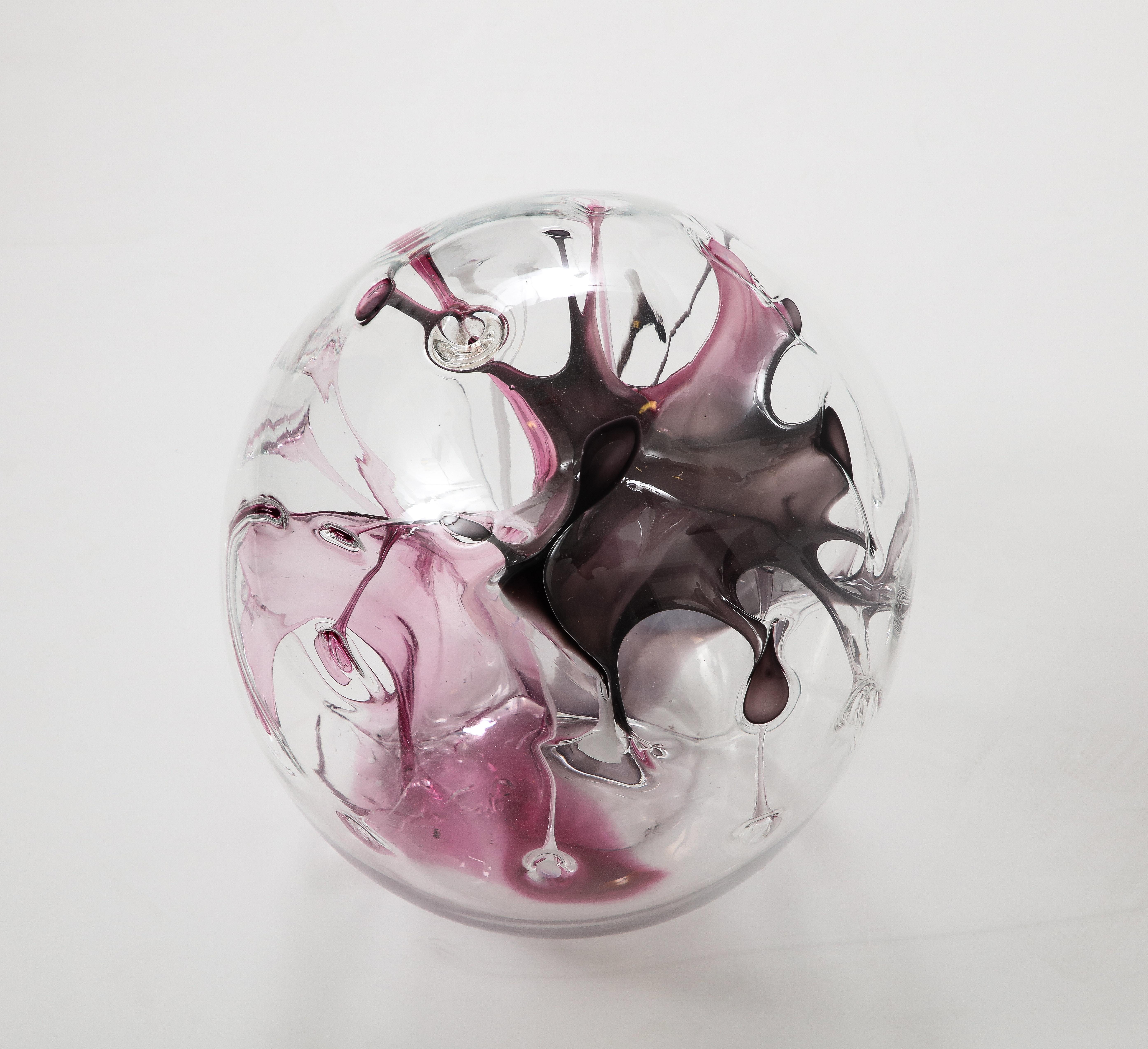 American Hand Blown Glass Orb Sculpture by Peter Bramhall.