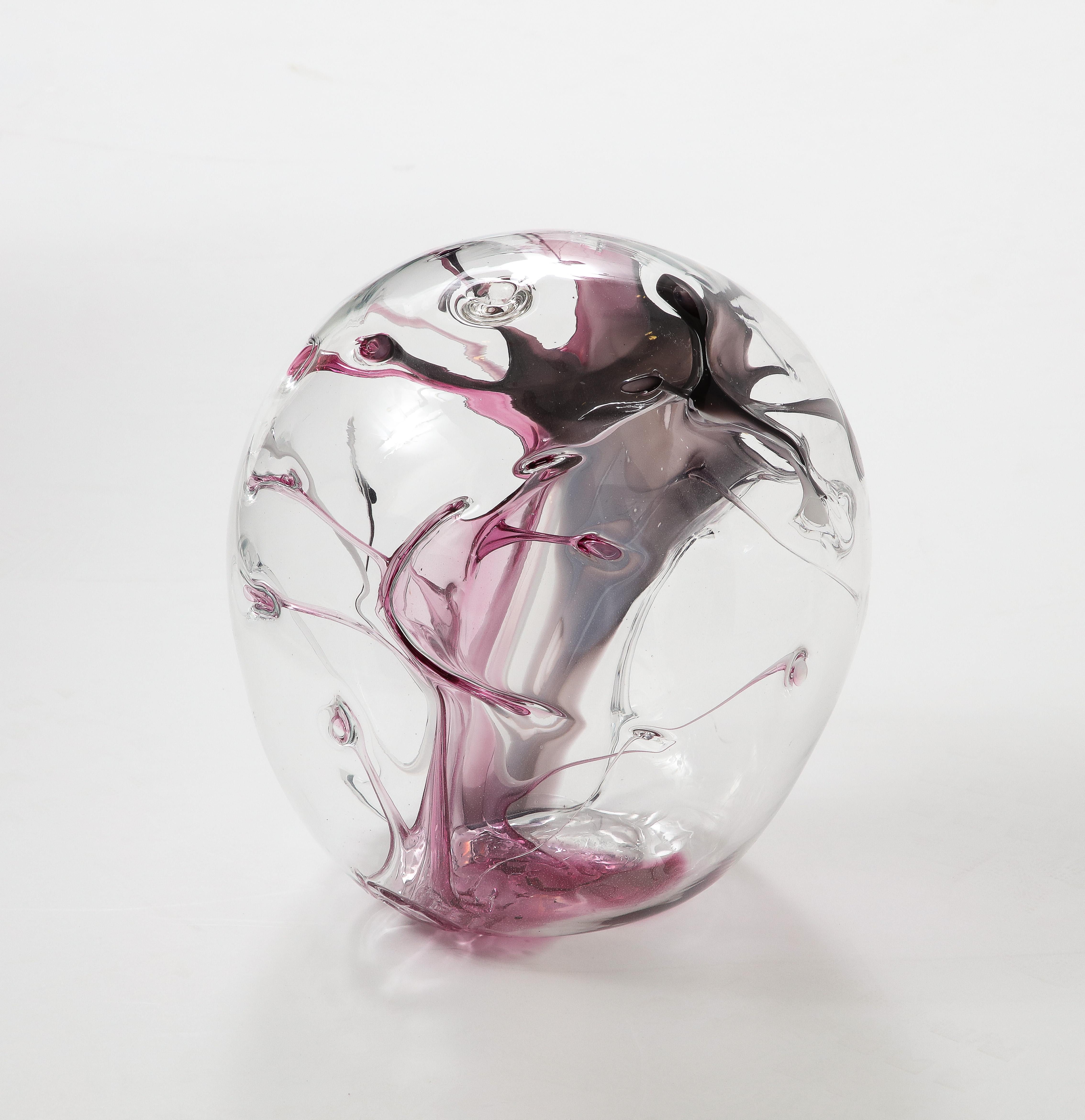 Hand Blown Glass Orb Sculpture by Peter Bramhall. In Good Condition In New York, NY