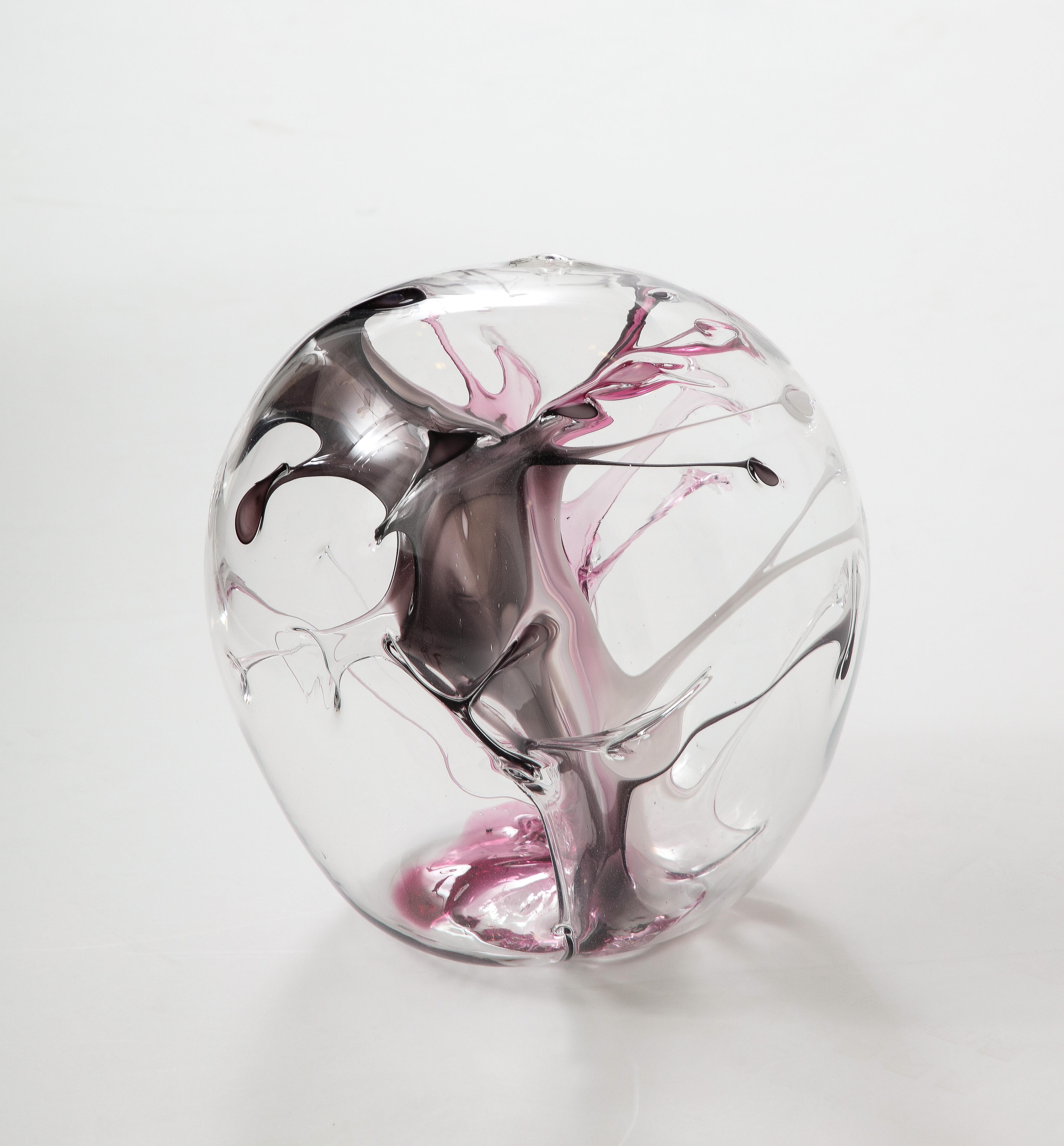 Late 20th Century Hand Blown Glass Orb Sculpture by Peter Bramhall.