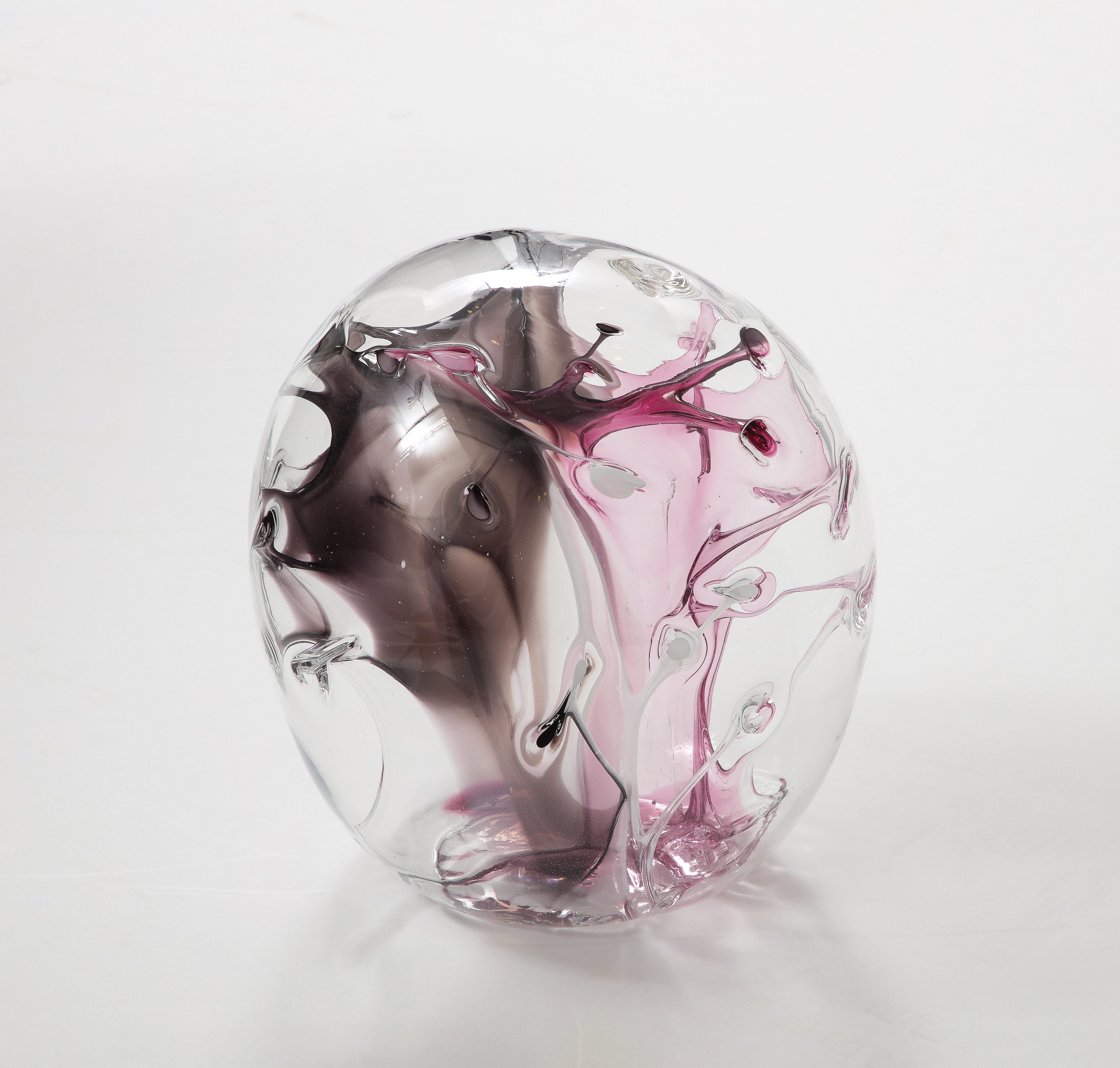 Hand Blown Glass Orb Sculpture by Peter Bramhall. 1