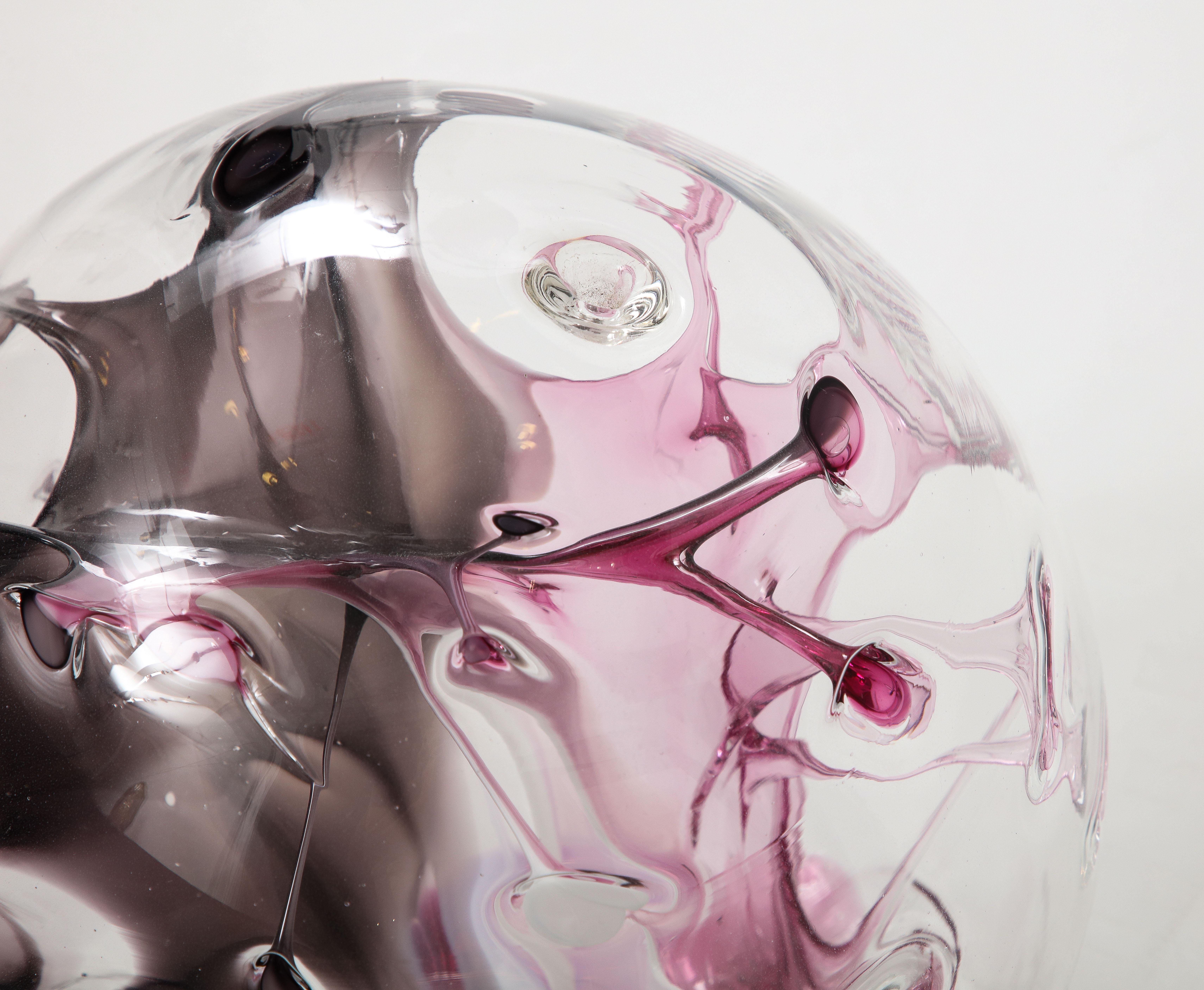 Hand Blown Glass Orb Sculpture by Peter Bramhall. 2