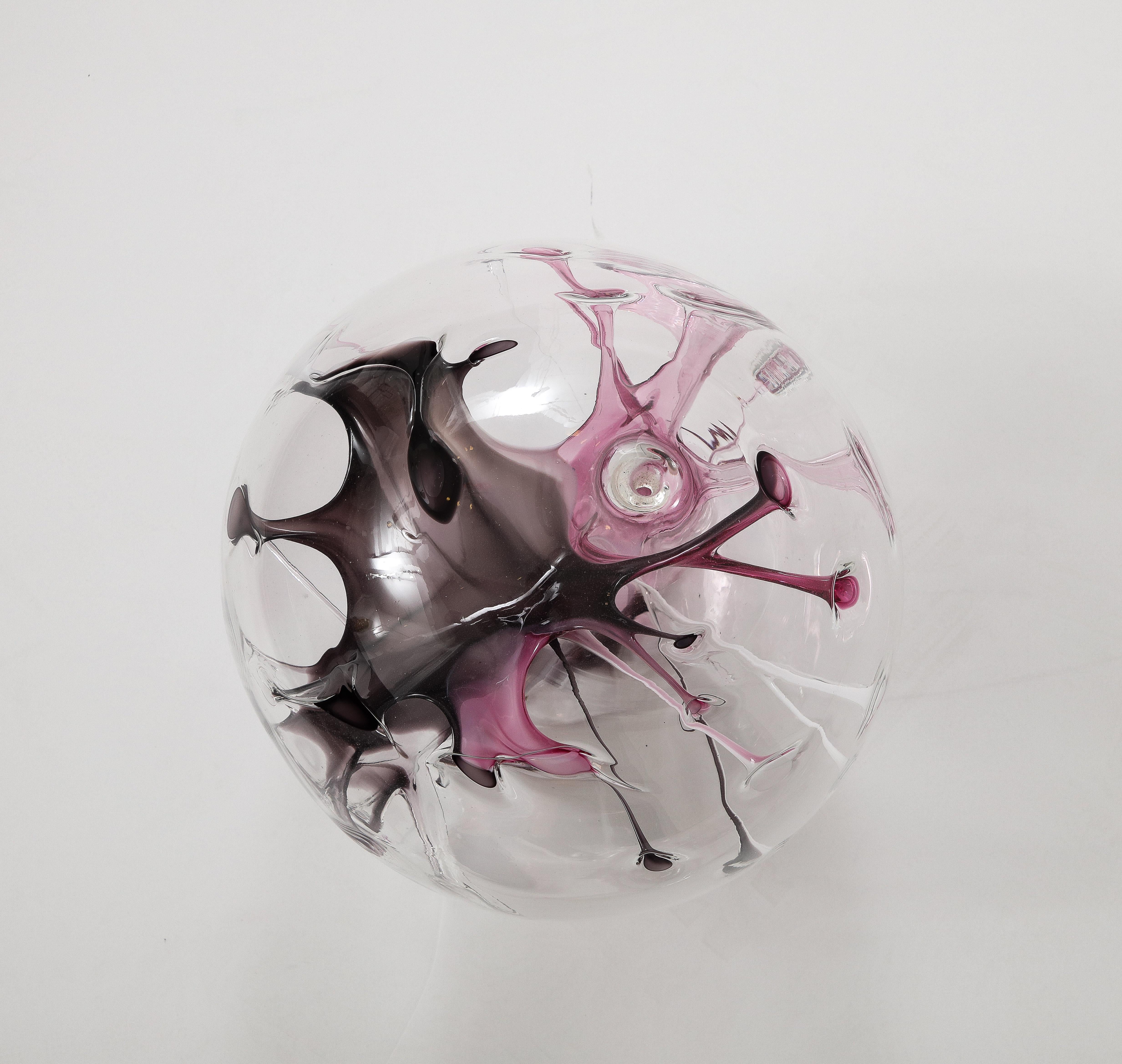 Hand Blown Glass Orb Sculpture by Peter Bramhall. 3