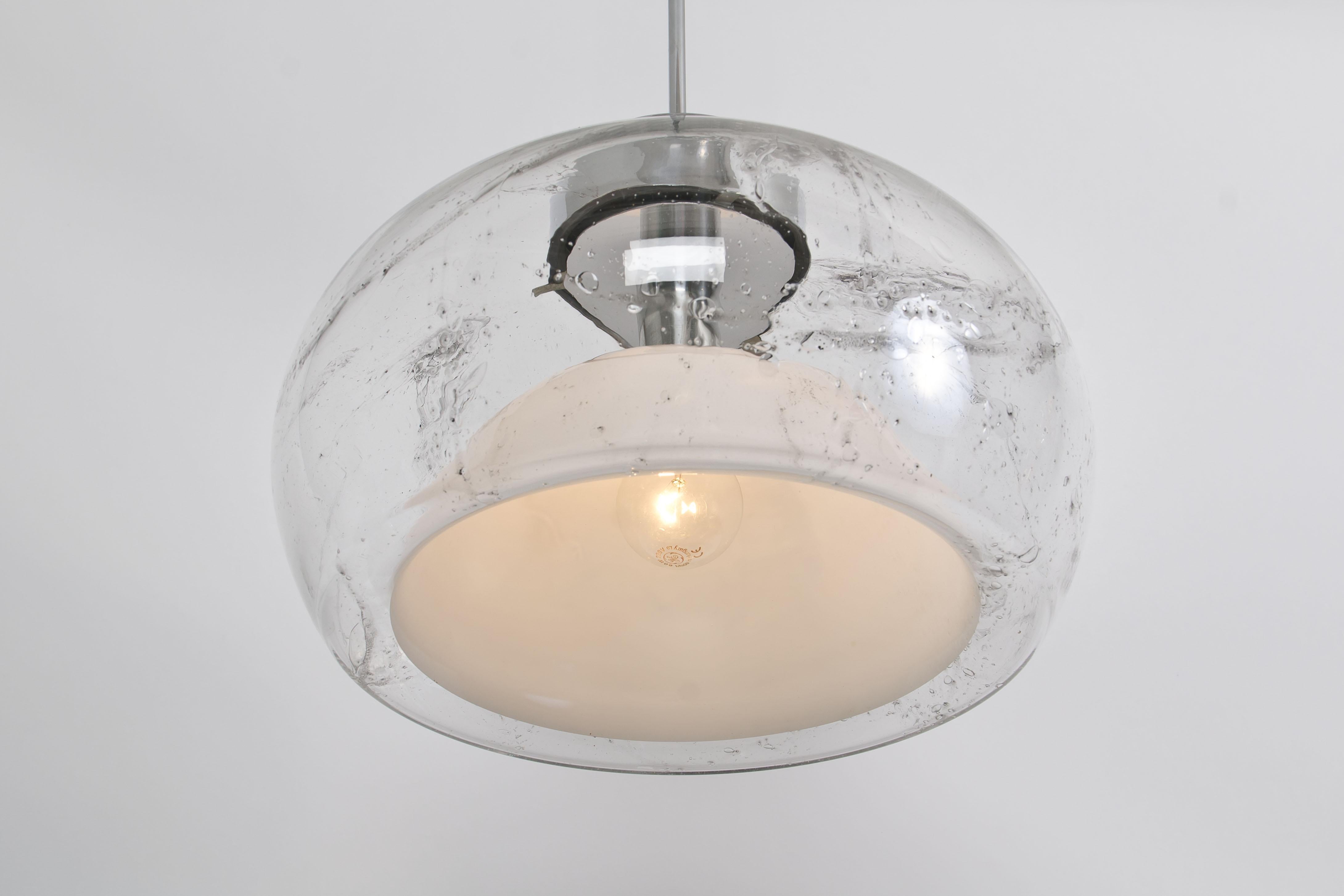 Hand Blown Glass Pedant Light by Doria, Germany, 1970s For Sale 3