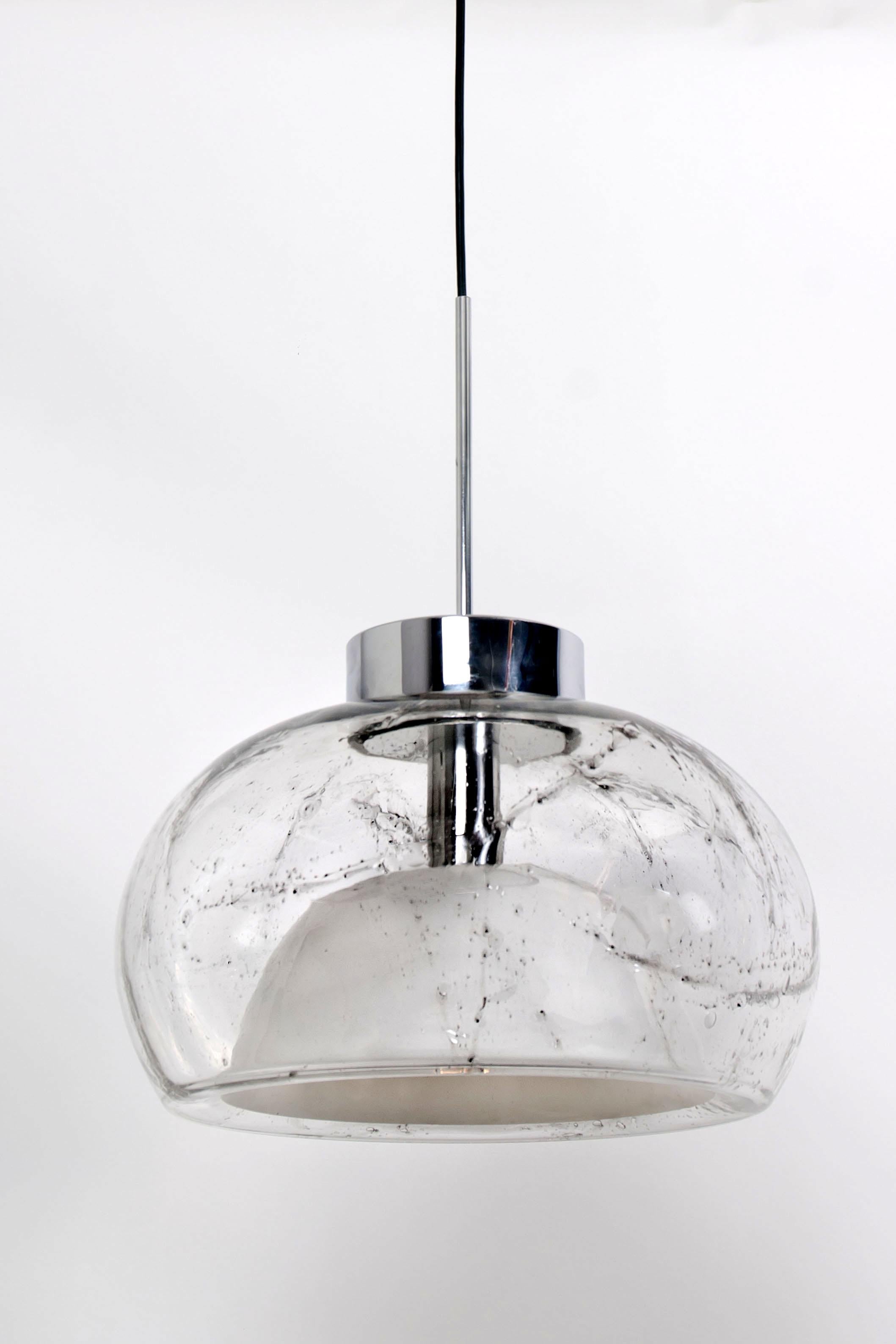 Mid-Century Modern Hand Blown Glass Pedant Light by Doria, Germany, 1970s For Sale