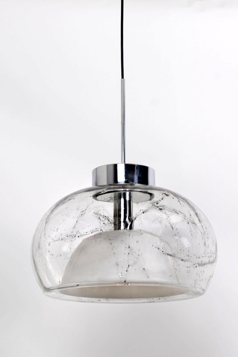 Hand Blown Glass Pedant Light by Doria, Germany, 1970s In Excellent Condition For Sale In Rijssen, NL