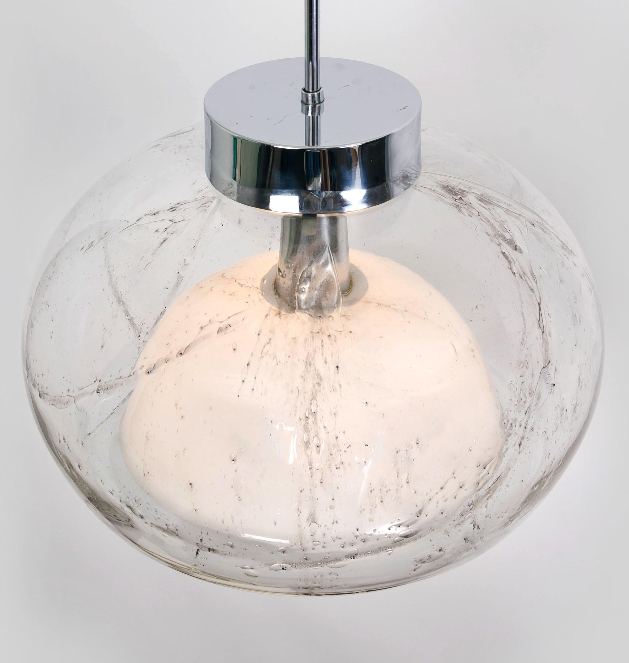 20th Century Hand Blown Glass Pedant Light by Doria, Germany, 1970s For Sale