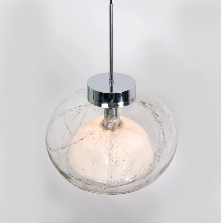 Hand Blown Glass Pedant Light by Doria, Germany, 1970s For Sale 1