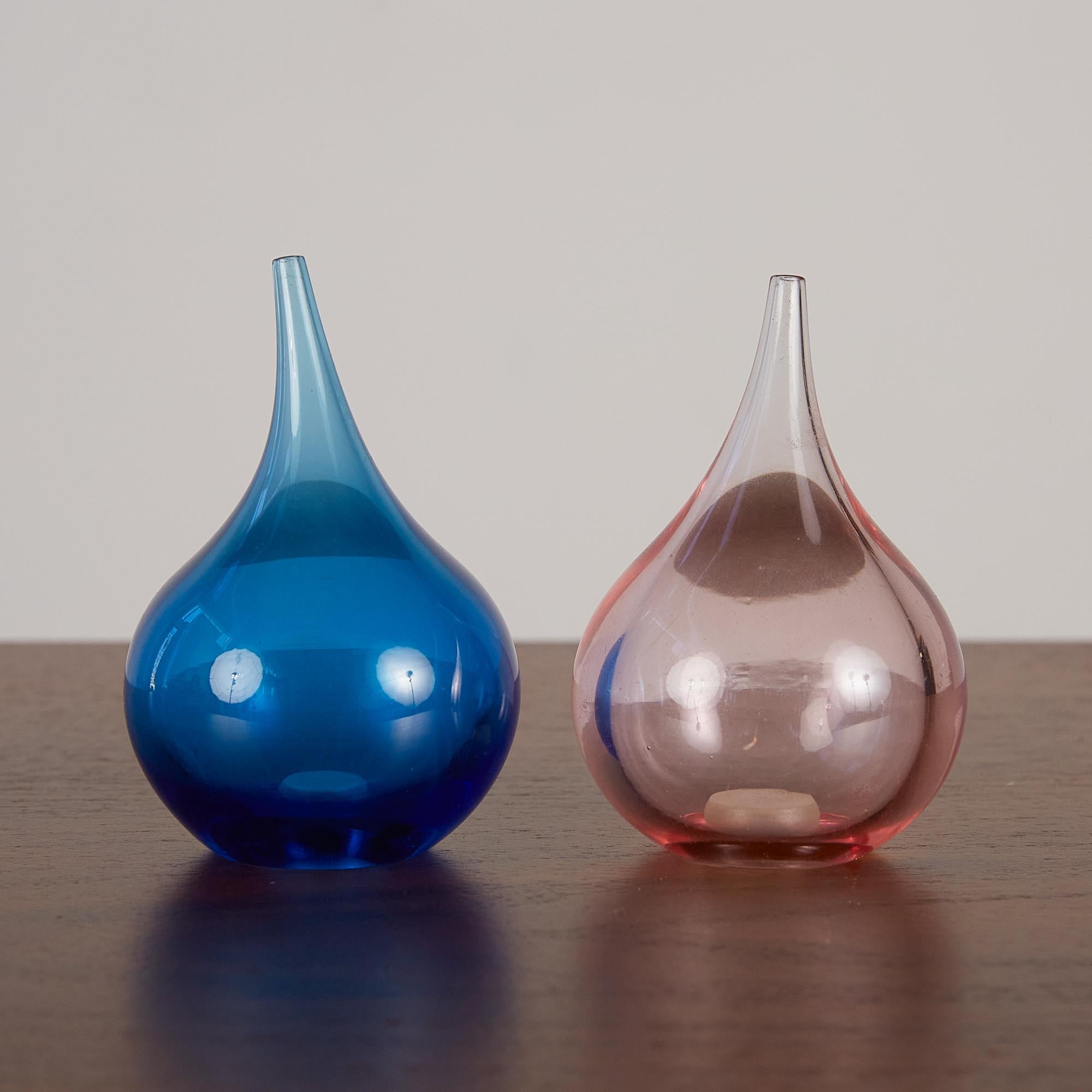 Mid-Century Modern Hand Blown Glass Pink & Blue Salt & Pepper Shakers