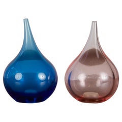 Hand Blown Glass Pink & Blue Salt & Pepper Shakers