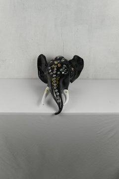 Hand-blown Glass Regal Elephant with 24K Gold Gilding and Flameworked Flowers